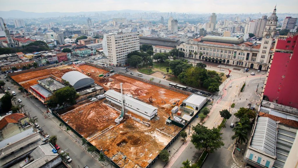 Canteiro de obras no início da construção do Complexo Júlio Prestes, em 2016